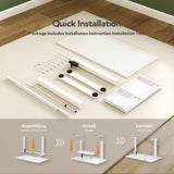 INNOVAR Glass Standing Desk with Drawers, 40 x 24 Inches Electric Height Adjustable Desk, Tempered Glass Top Stand Up Desks for Home and Office, White INNOVAR