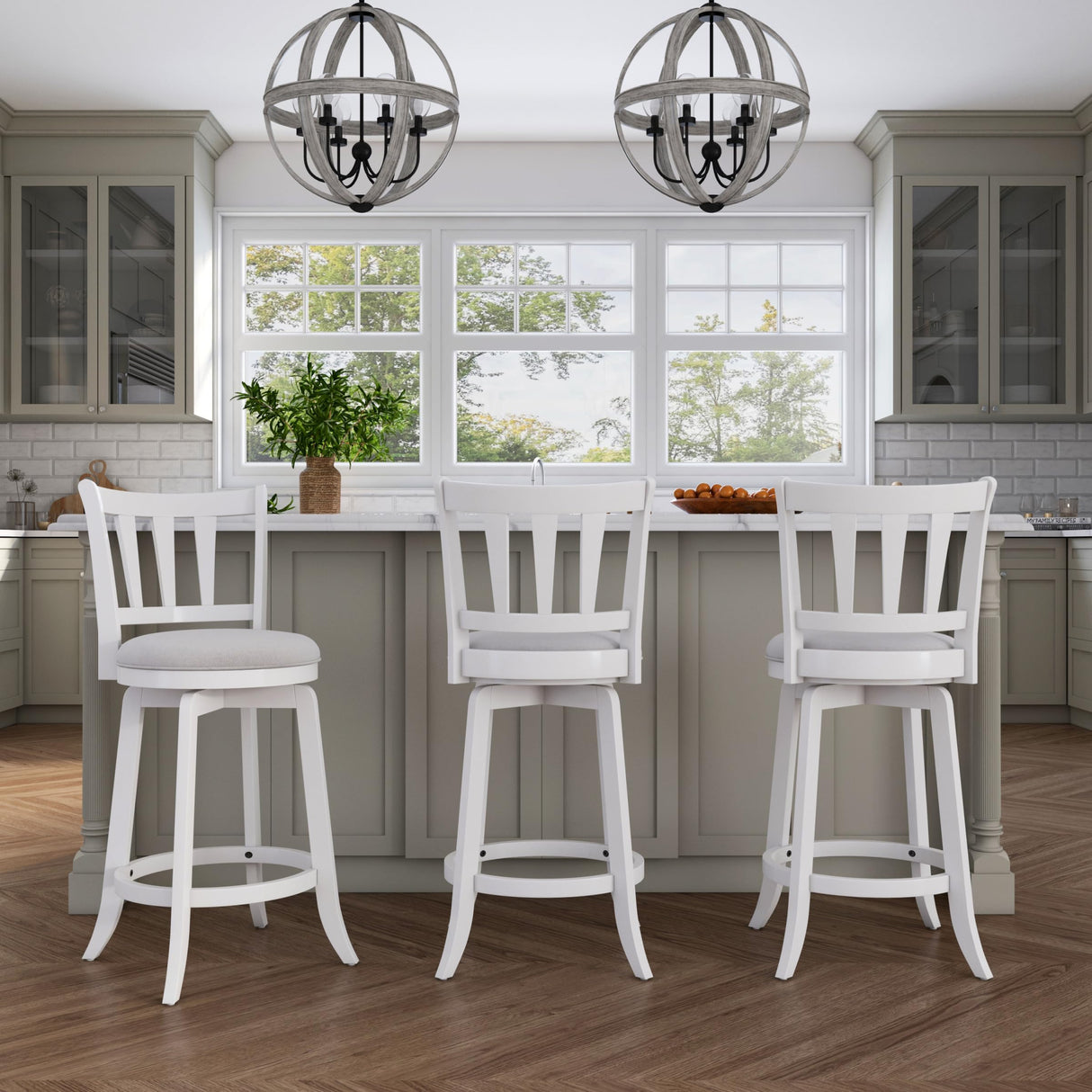 HILLSDALE Presque ISLE Wood Counter Height Swivel Stool White Hillsdale