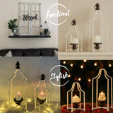 12.5" & 16.5" Timeless Cozy Decorative Lanterns Set of 2, Handcrafted Metal Iron Candle Holders, Farmhouse Elegance Fireplace Mantel Table Festive Gatherings Decor Fenisam