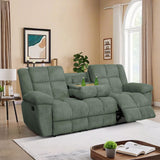 Ocstta Corduroy Recliner Sofa Set for Living Room,Reclining Loveseat/Couch/Chair Set Manual Reclining Sofa Set with Storage/Cup Holders for Living Room Office Home (Green, 3 Seater Sofa) Ocstta