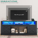 YITAHOME TV Stand for 75/80 Inch TV, Black Entertainment Center 70 Inches Wide, Media Furniture TV Table with with Power Outlet, TV Consoles for Living Room, Curved Desktop YITAHOME