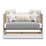 Graco Teddi 5-in-1 Convertible Crib with Drawer (White with Driftwood) – GREENGUARD Gold Certified, Crib with Drawer Combo, Full-Size Nursery Storage Drawer, Converts to Toddler Bed Graco