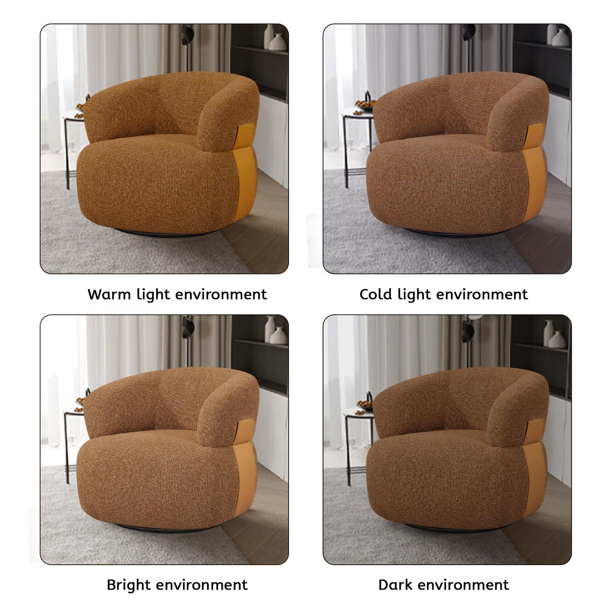 CABAUSPWM Swivel Accent Chair Set of 2, 360° Swivel Barrel Chair for Living Room, Reading Chair for Bedroom, Modern Round Accent Arm Chairs Club Chair for Nursery Living Room CABAUSPWM