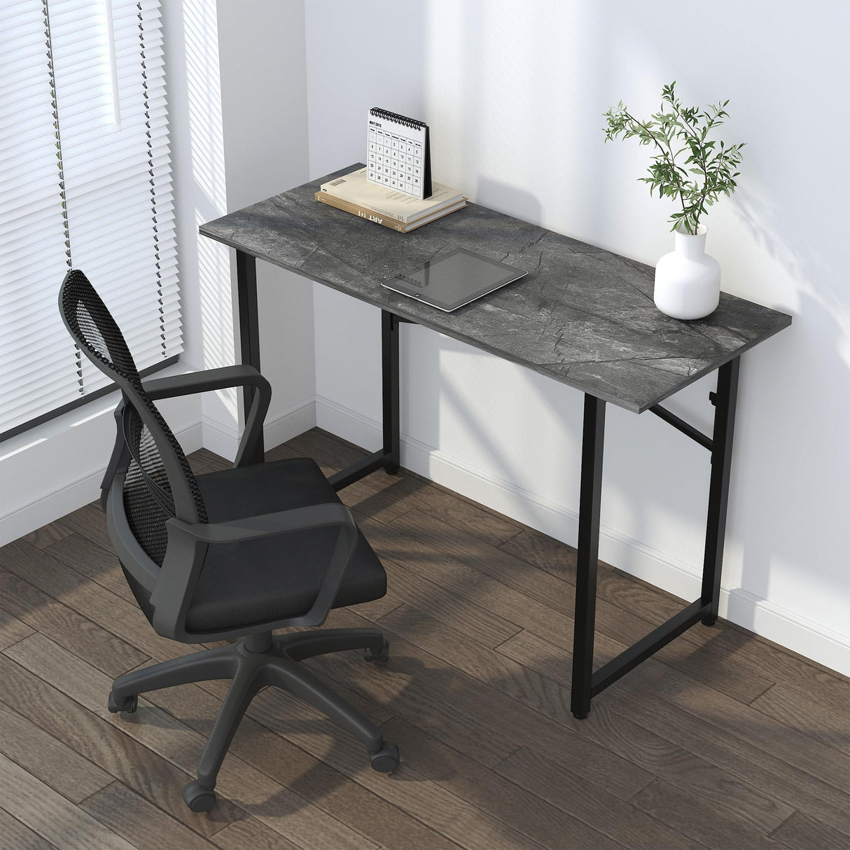 Lutown-Teen Folding Computer Desk 47 inch Writing Gaming Computer Camping Table, No Assembly Required Home Office Desk, Grey Lutown-Teen