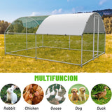 NUGRIART Large Metal Chicken Coop Walk-in Poultry Cage with Water-Resident and Anti-UV Cover Duck Rabbit Cat House Outdoor Chicken Run Pen with Round Roof NUGRIART