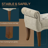 HOMCOM Traditional Style End of Bed Bench, Upholstered Entryway Bench with Button Tufted and Rounded Arm, Beige HOMCOM