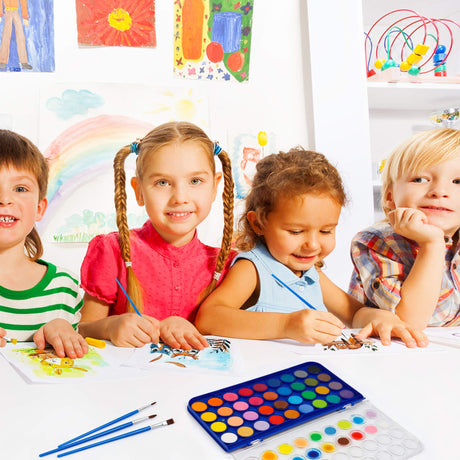 36 Pack Watercolor Pan Set, Smart Color Art Watercolor Paint Set with 4 Brushes,Easy to Blend Colors, Perfect for Kids Adults ChicChicCheck