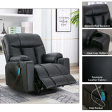 Bonzy Home 26" Extra Wide Lift Chair with Heat and Massage, Faux Leather Power Lift Recliner Massage Chair for Adults Elderly, Upholstered Recliner with 2 Cup Holders, Side Pocket Bonzy Home