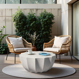 35" Outdoor Round Coffee Table Modern Stylish Design Waterproof & Moisture-Proof No Assembly Required Outdoor Coffee Table for Patio, Garden, Backyards - US Warehouse (White) HMHKHN