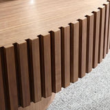 Kevinplus Walnut Oval Coffee Table - Modern Wood Coffee Table for Living Room, Contemporary Circle Fluted Drum Design, Easy Assembly (43.7'' x 24.8'' x 13.38'') kevinplus