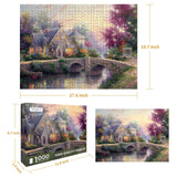 Jigsaw Puzzles for Adults 1000 Pieces Country House Puzzles Spring Landscape Puzzle Picturesque Bridge 1000 Piece Jigsaw Puzzle DIY Challenging Game Toys Gift CHengQiSM