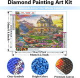 Diamond Art Kits for Adults,5D Countryside Diamond Painting Landscape Diamond Art Diamond Painting Kits for Adults,DIY Round Full Drill Painting with Gem Art Craft Kits for Home Wall Decor 12x16inch EIBEILI
