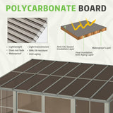 EROMMY 10' x 16' Sunroom, Wall Mounted Gazebo Solarium with Aluminum Frame, Polycarbonate Roof, Permanent Sun Room with Sliding Doors, Lockable PC Screen Walls, Lean to Gazebo for Garden, Patio, Deck EROMMY