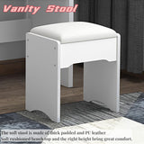 Makeup Vanity Desk with Mirror and Lights, White Vanity Table Set with 4 Drawers & Sliding Mirror & Storage Shelves, 3 Lighting Modes Brightness Adjustable, Vanity Dressing Table and Stool Montary