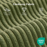 LIKIMIO 120" Boneless Couch for Living Room, Deep Seat Comfy Sectional Cloud Couch Sofa with Chaise, L-Shaped Modular Modern Sofa, No Assembly Required, Corduroy Upholstery Green LIKIMIO