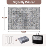 Rugcomf 8x10 Rug Washable Boho Soft Large Area Rug Non-Slip Faux Wool Vintage Rug for Living Room, Farmhouse, Dining Room, Indoor, Kids Playroom (Grey) Rugcomf