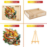 Jigfoxy Wooden Puzzle for Adults, Sleeping Dragon Wooden Jigsaw Puzzles for Adult, Unique Animal Shape Wood Cut Puzzles, Christmas Thanksgiving Gifts for Friends Family (M-11.4 * 10.9in-200pcs) Jigfoxy
