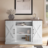 BELLEZE Industrial 47 Inch Rustic Wood TV Stand & Media Entertainment Center Console Table for TVs up to 50 Inch with Open Storage Shelves & Cabinets - Veropeso (White) BELLEZE