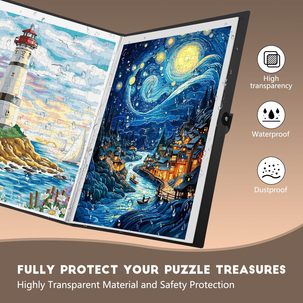 KOSTBAR Puzzle Storage Folder for 1000-Pieces with 24 Puzzle Saver Sheets, Puzzle Frame Accessories for Puzzle Organizers and Storage, Dustproof Puzzle Keeper, Gift for Puzzle Lovers KOSTBAR