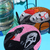 8 PCS Halloween Diamond Art Coasters Kits, Diamond Painting Coasters with Holder Set of 8, DIY Drink Coasters Art Crafts Supplies for Adults Cup Mat for Home Decor House Warming Gifts Non-Slip YSUNETER