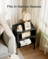 Pipishell Bedside Tables, Stackable Bamboo Nightstands, Bamboo Side Tables for Bedroom & Living Room, End Table Night Stands, Set of 2, Black,PIET01B Pipishell