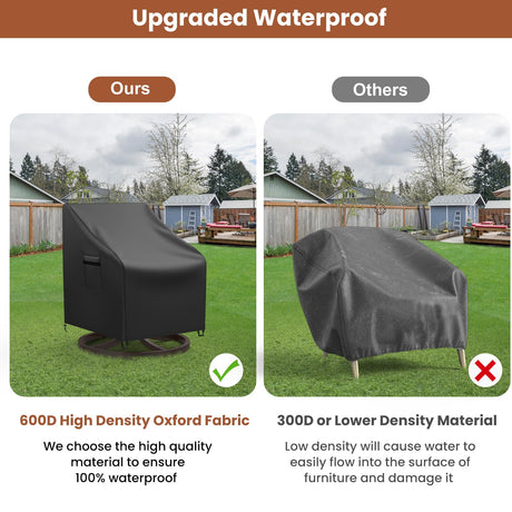 Mrrihand Outdoor Swivel Lounge Chair Cover Waterproof, 2 Pack Heavy Duty Patio Rocking Chair Covers for Outdoor Furniture, 33" W×37" D×38.5" H, Black Mrrihand