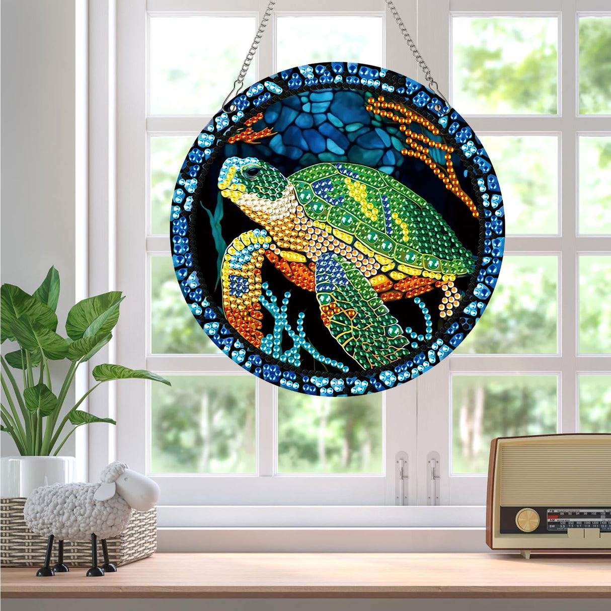 AiYuanzsh Sea Turtle Diamond Painting Hanging Pendant Kit, Special Shaped Diamond Dots Acrylic Ornament, DIY Diamond Art Pendant for Adults Home Wall Window Decoration Gift AiYuanzsh