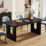Tribesigns Modern Dining Table for 6 to 8 People, 71" Large Kitchen Dining Table with Wood Pedestal Base, Rectangular Long Dinner Table for Kitchen, Dining Room, Living Room, Black Tribesigns