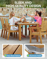 YEFU Outdoor Patio Dining Sets: All Weather 12 Piece Dining Table Set for 10 with Umbrella Hole & Aluminum Frame - Outdoor Furniture Patio 2 Table and 10 Chairs for Outside Backyard/Porch/Deck Teak YEFU