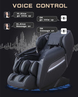 HealthRelife Massage Chair Full Body Recliner, with Heat Zero Gravity Air Pressure SL Track Intelligent Voice Control Airbags, Foot Roller Bluetooth Speaker Space-Saving Gift Mother's Day, Black HealthRelife