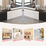 L Shaped Reception Desk with Counter, Office Front Desk Reception Counter with Lockable Drawer, Retail Checkout Modern Computer Workstation for Clothing Store Beauty Salon, SOHO, Shop Generic