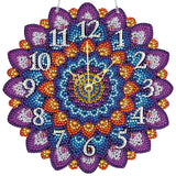 DIY 5D Wooden Diamond Painting Clock Kits for Adults Mandala Art Wall Clock Crystal Rhinestone Diamond Painting by Number Mosaic Art Crafts Home Wall Decor (Purple-03) Generic