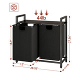 Kitstorack Laundry Basket Organizer, Laundry Hamper with Shelf & 2 Pull-Out Removable Bags, Dirty Clothes Hamper Organizer for Laundry Room Bathroom and Dorm, 2 x 11.8 gallons (44.5L) Kitstorack