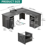 YITAHOME L Shaped Desk with Power Outlets, 60 Inch Computer Desk Corner Desk with File Drawer, Home Office Desk with Monitor Stand & Storage Shelves, L-Shaped Desk with File Cabinet, Grey YITAHOME