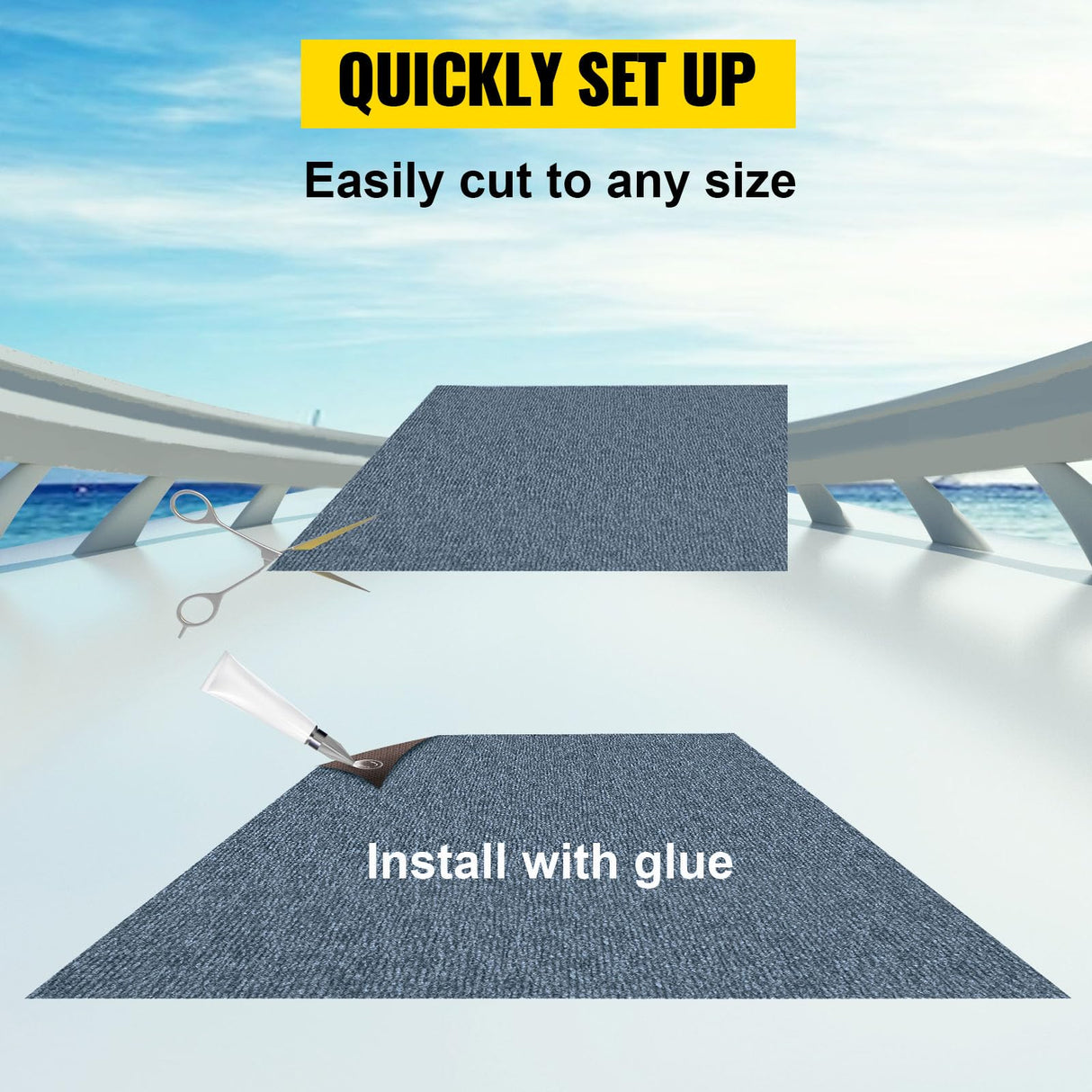 Happybuy 6 ft x 13 ft Grey Marine Carpet for Boats Waterproof - 0.18" Thick Indoor Outdoor Rug Carpet Roll for Home Patio Porch Deck Happybuy