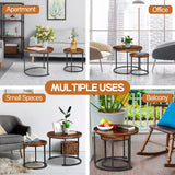 ZENY Nesting Coffee Table Set of 2, 23.6inch Round Coffee Table Wood Grain Top with Sturdy Metal Frame, Industrial End Table Side Tables for Living Room Bedroom Balcony Yard, Rustic Brown ZENY