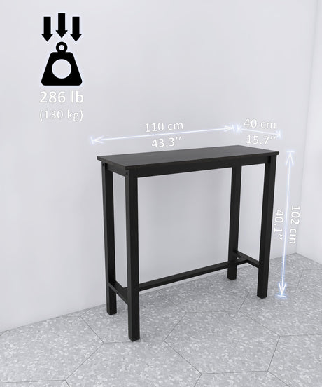 43 Inch Bar Table, Bar Height Pub Table, Water-Resistant Counter Height Table, Rectangular High Top for Kitchen & Dining Living Room, Black Metal Frame & Easy to Set Up, Black Fday