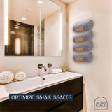 AURA NEST Set of 4 Towel Holder for Bathroom Wall, Modern Bamboo Wall Towel Rack for Rolled Towels, Sturdy Space-Saving Hanging Wood Towel Rack, Effective and Versatile for Spa, Guest Bath, Blanket AURA NEST