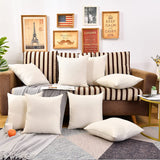 WANZELONYO Throw Pillow Covers Bulk Plain Linen Blank Couch Cushion Case for Vinyl Sublimation HTV Ironing Craft Embroider Decoration 16 x 16 Inch Beige Set of 10 WANZELONYO