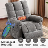 RUTOX Oversized Power Lift Recliner Chair for Elderly, Electric Lift Chair with Masssage and Heat, Overstuffed Power Recliner for Adults, 3 Positions,USB Ports, Side Pockets,Grey RUTOX