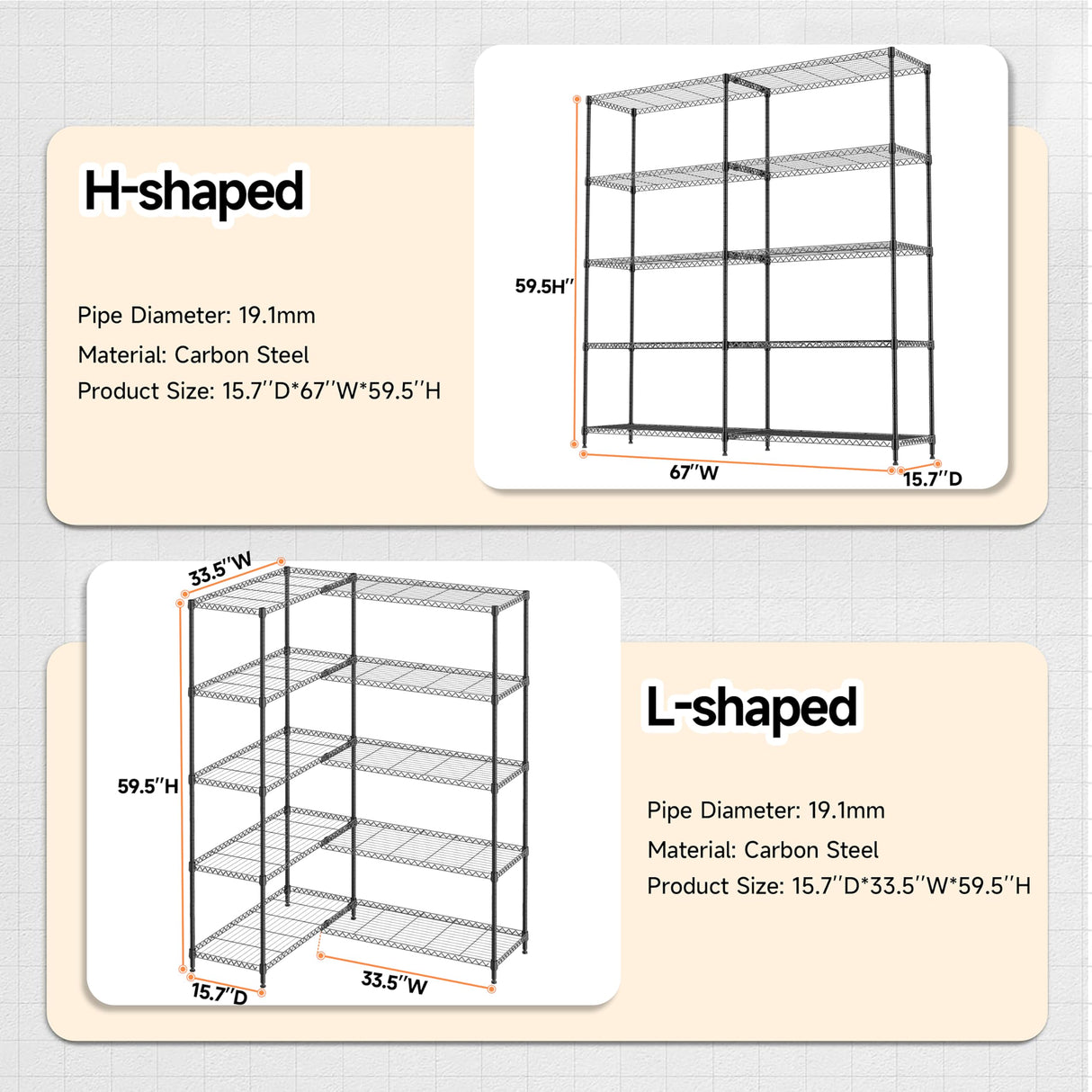 M MZG 5 Tiers Storage Shelves Load 1500LBS, Metal Shelving Wire Metal Shelving Unit Shelves for Storage Adjustable Garage Shelving for Pantry Kitchen Garage Black 15.8" D x 33.5" W x 70.5" H M MZG