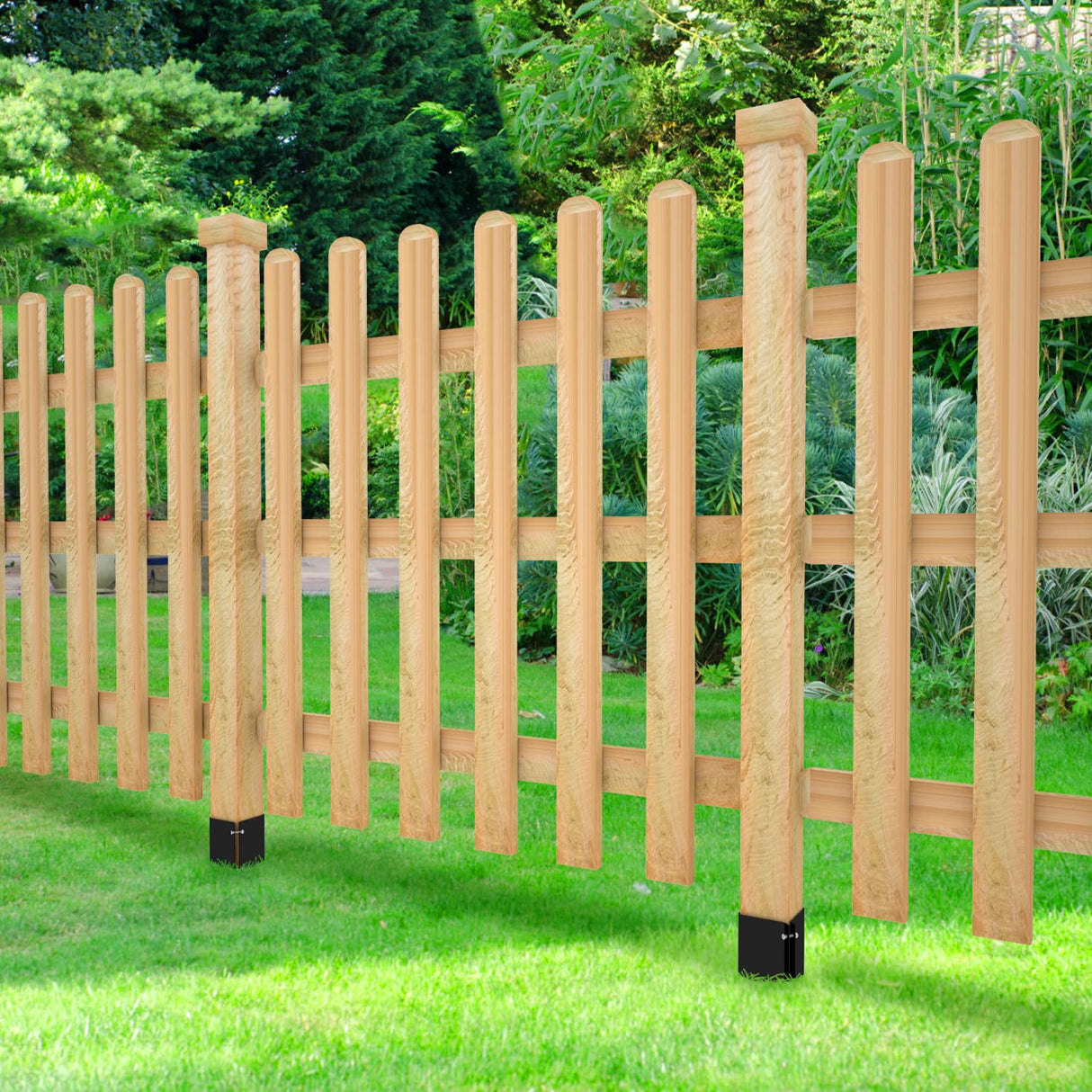 XYADX Fence Post Anchor Ground Spike Heavy Duty Black Powder Coated Fence Stakes Post Base for Mailbox, 24 x 4 x 4 Inches Outer Diameter (Inner Diameter 3.6 x3.6 Inches), Pack of 4 XYADX