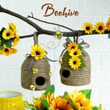 Bigger Bee Hive Decor,2 Pack Bumble Bee Rustic Decor Hive,Natural Bee House, Bumble Bee Theme Party Decor Spring Summer Rustic Farmhouse Kitchecn Table Decor, Honey Bee Tiered Tray Decor CRCZK