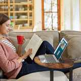 Hosfais Side Table Small End Table, C-Shaped Wood Sofa Table with Metal Frame for Living Room, Bedroom, Small Spaces (Rustic Brown) Hosfais