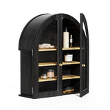 MoomJiee Large Arched Bathroom Wall Cabinet Modern Wooden Display Cabinet with Acrylic Doors Farmhouse Wall Mounted Cupboard Storage Organizer for Laundry Room, Dining Room, Black MoomJiee