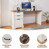 60"L-Shaped Executive Desk with 40"Adjustable File Cabinet,Farmhouse Home Office Desk with Charging Station,Office Desk with Storage Drawers,Wood Computer Desk Set for Office Work,Home Study LayBurst