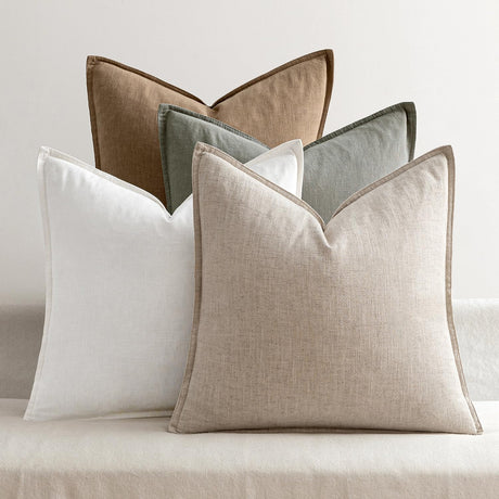 MIULEE Neutral Linen Pillow Covers Pack of 4 Decorative Natural Solid Throw Pillow Covers Soft Accent Boho Farmhouse Couch Pillowcases Modern Home Decors for Living Room Bed Sofa 18x18 Inch MIULEE