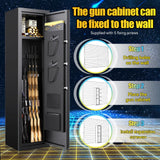 TXTDPL Gun Safe,with Alarm System and Biometric Gun Cabinet,Quick Access Shotgun Rifle Gun Safe,with 2 Pistol Pouches,Silent Mode,Adjustable Gun Rack,No Assembly,11" D x 11.8" W x 52" H,Black TXTDPL