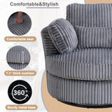 YABTOP Oversized Swivel Accent Barrel Chair with Pillows,Modern Round Plush Cuddler Reading Chair Comfy for Bedroom Living Room,Corduroy Gray YABTOP