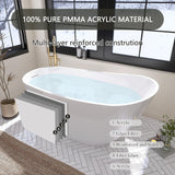 59" Free Standing Tub Freestanding Bathtub, Acrylic Stand Alone Tub, Contemporary Deep Soaking Bath Tub, cUPC Certified SY9950 (Glossy White) SYLONWILL